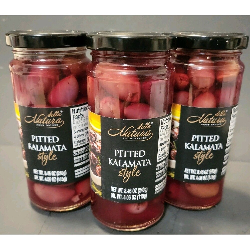 Della Natura Pitted Kalamata Olives 8.46 Oz  3- Pack Great Buy!